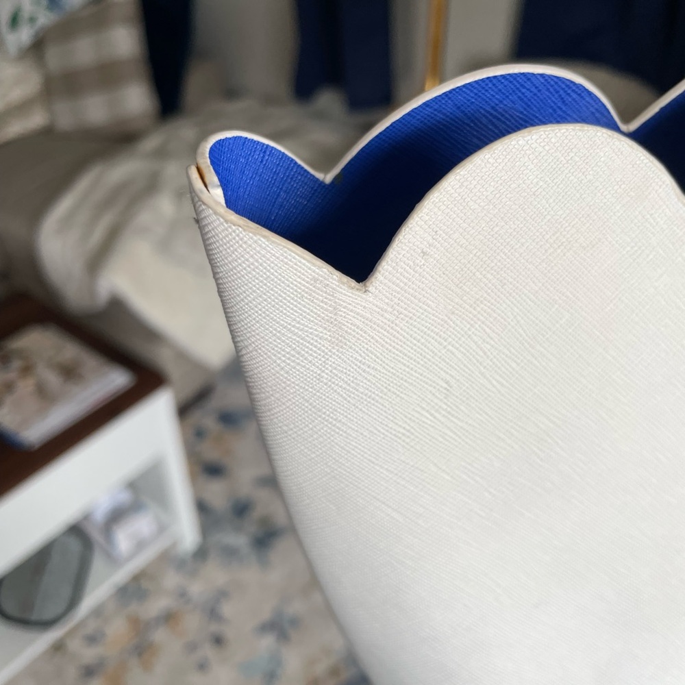 Kate Spade Lilly Avenue Carrigan Leather Large Tote in White/Blue - Picture 8 of 16